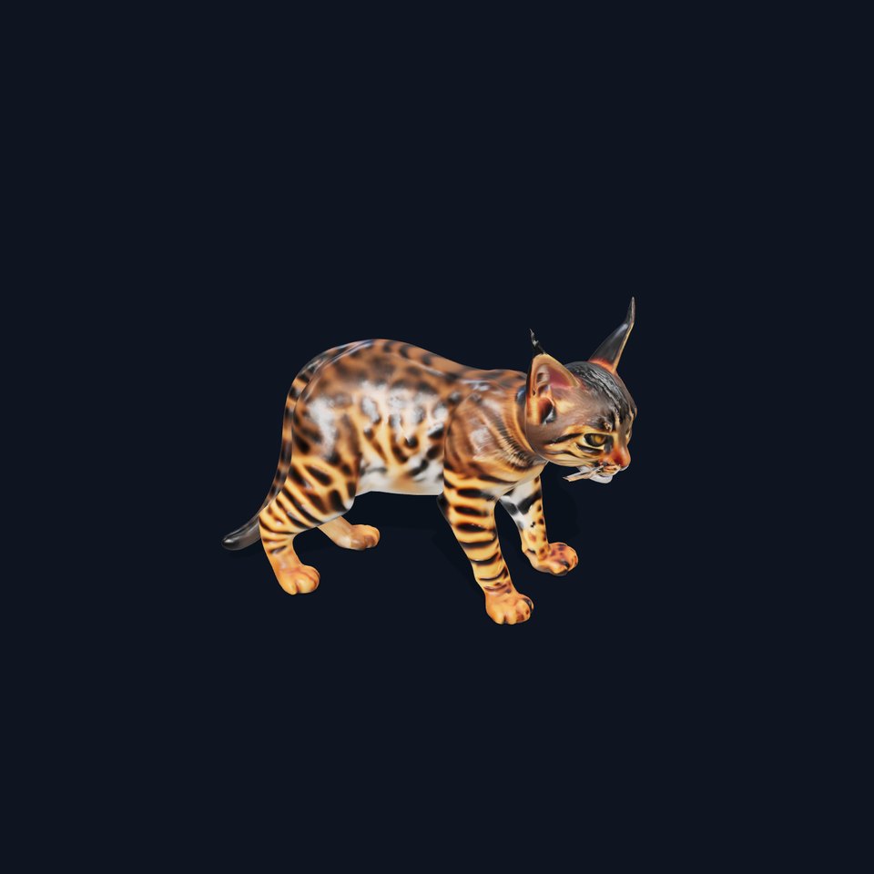 Realistic Spotted Bengal Cat Model Pack
